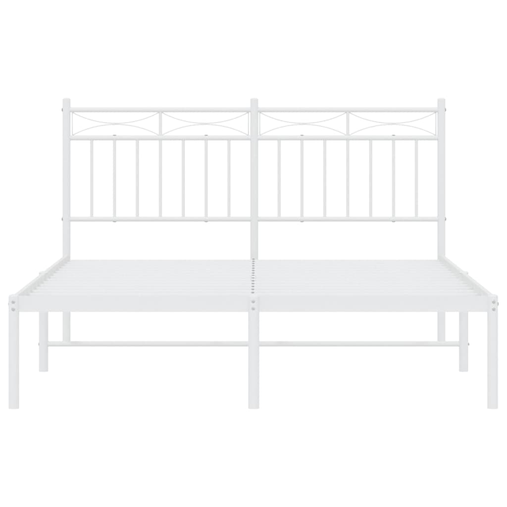 vidaXL Metal Bed Frame without Mattress with Headboard White 140x200cm 5