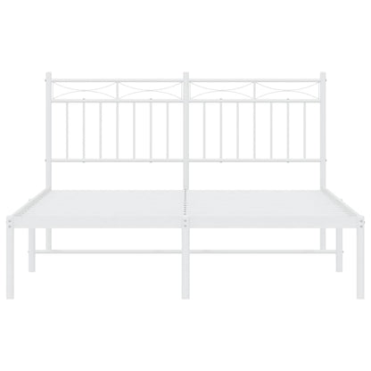 vidaXL Metal Bed Frame without Mattress with Headboard White 140x200cm 5