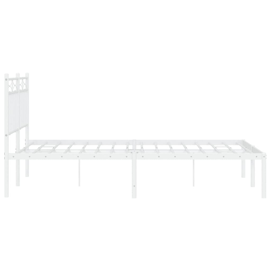 vidaXL Metal Bed Frame without Mattress with Headboard White 140x200cm 6