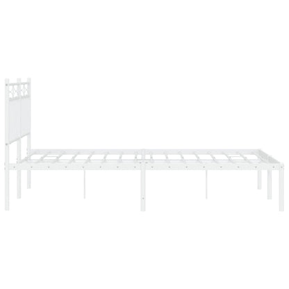 vidaXL Metal Bed Frame without Mattress with Headboard White 140x200cm 6