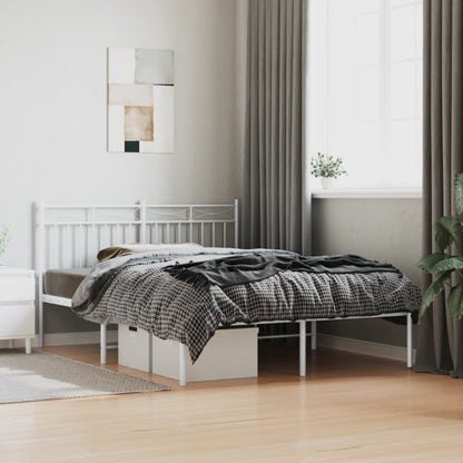 vidaXL Metal Bed Frame without Mattress with Headboard White 140x200cm 1