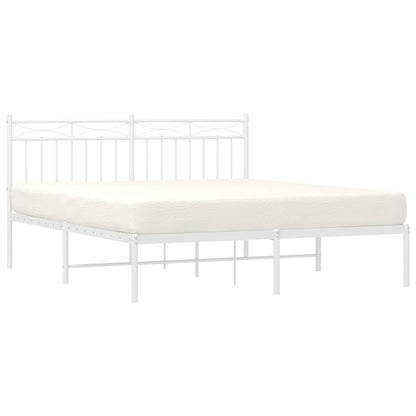 vidaXL Metal Bed Frame without Mattress with Headboard White 150x200cm 4