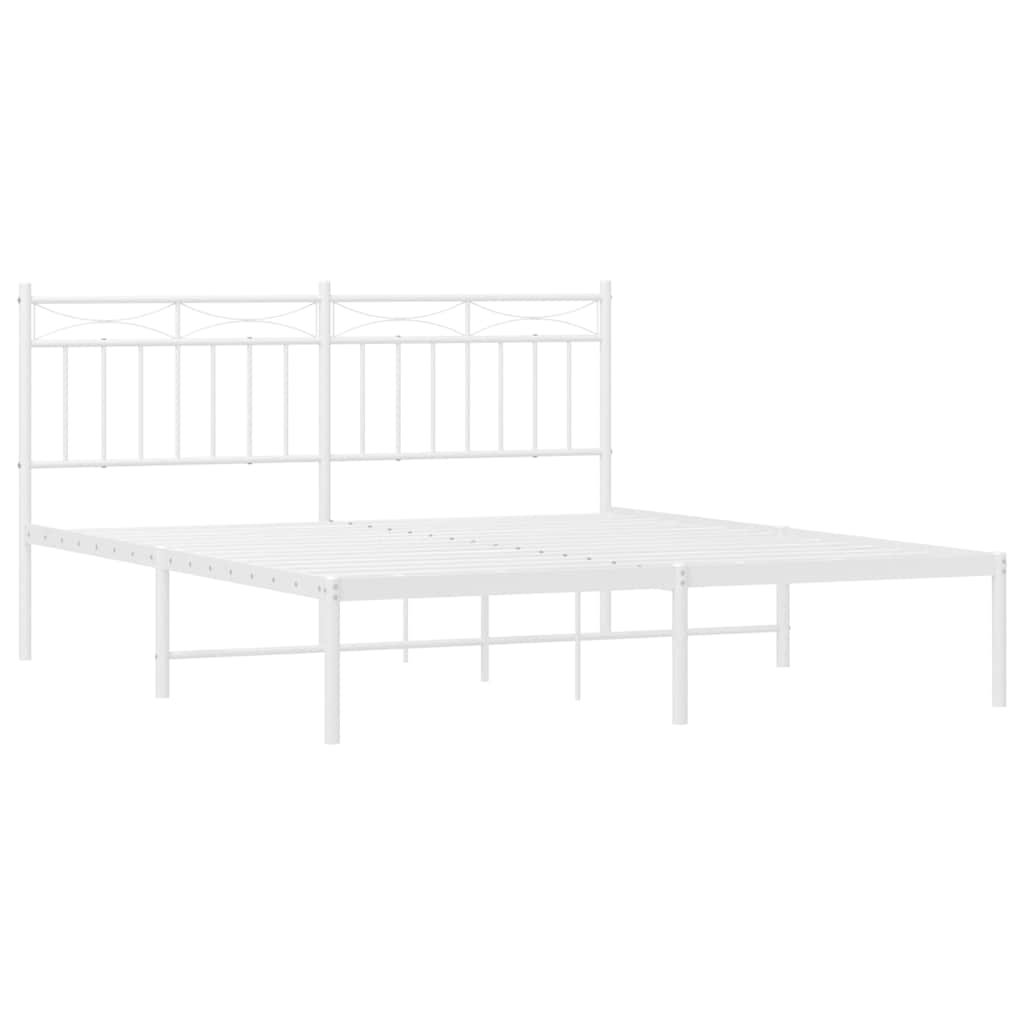 vidaXL Metal Bed Frame without Mattress with Headboard White 150x200cm 5