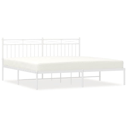 vidaXL Metal Bed Frame without Mattress with Headboard White 183x213cm 2