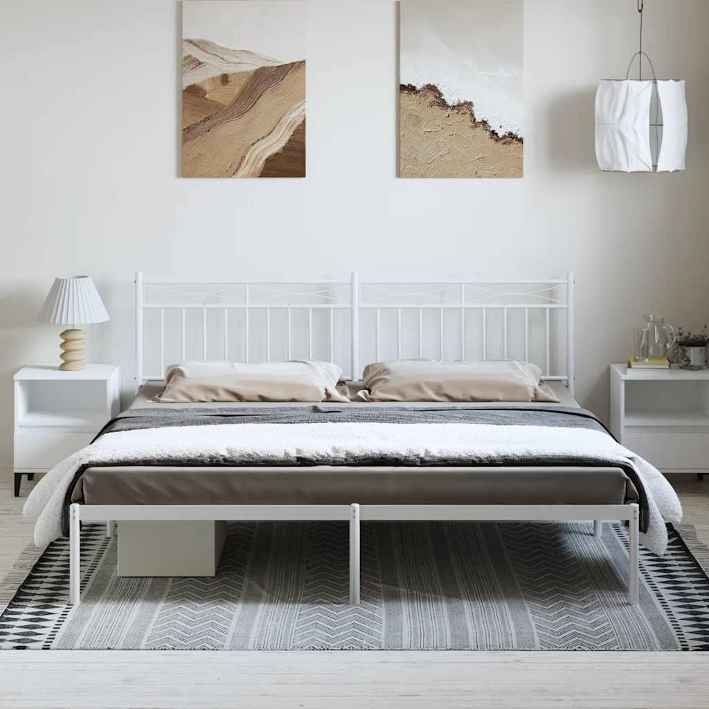 vidaXL Metal Bed Frame without Mattress with Headboard White 183x213cm 3