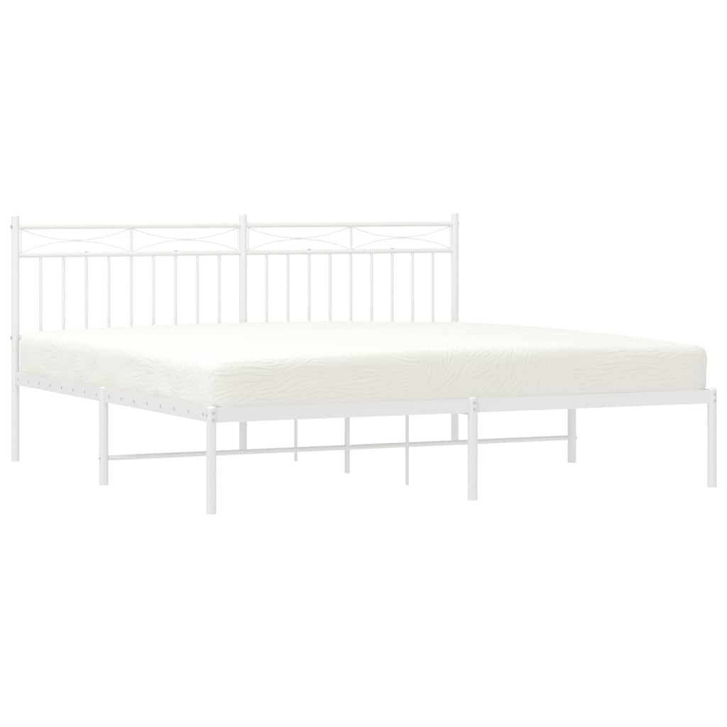 vidaXL Metal Bed Frame without Mattress with Headboard White 183x213cm 4