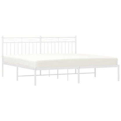 vidaXL Metal Bed Frame without Mattress with Headboard White 183x213cm 4