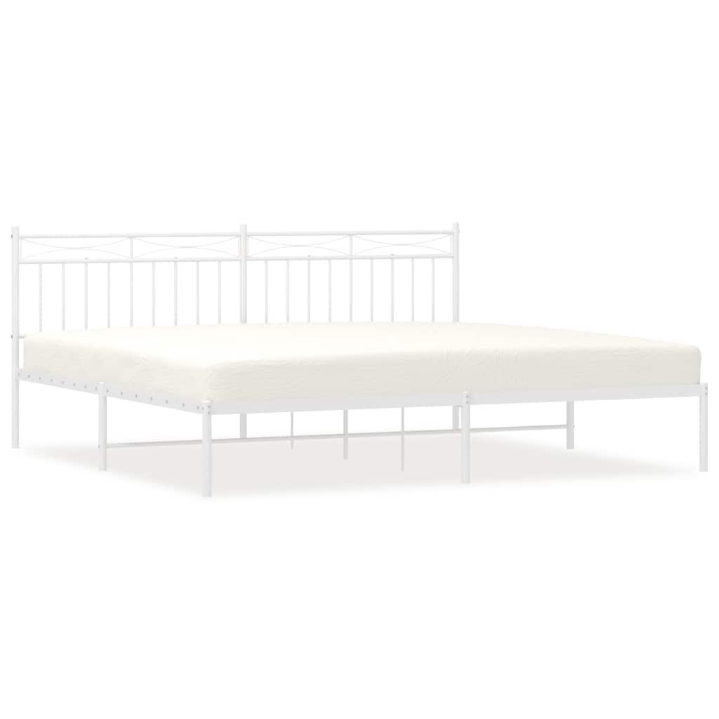 vidaXL Metal Bed Frame without Mattress with Headboard White 193x203cm 2