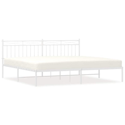 vidaXL Metal Bed Frame without Mattress with Headboard White 193x203cm 2