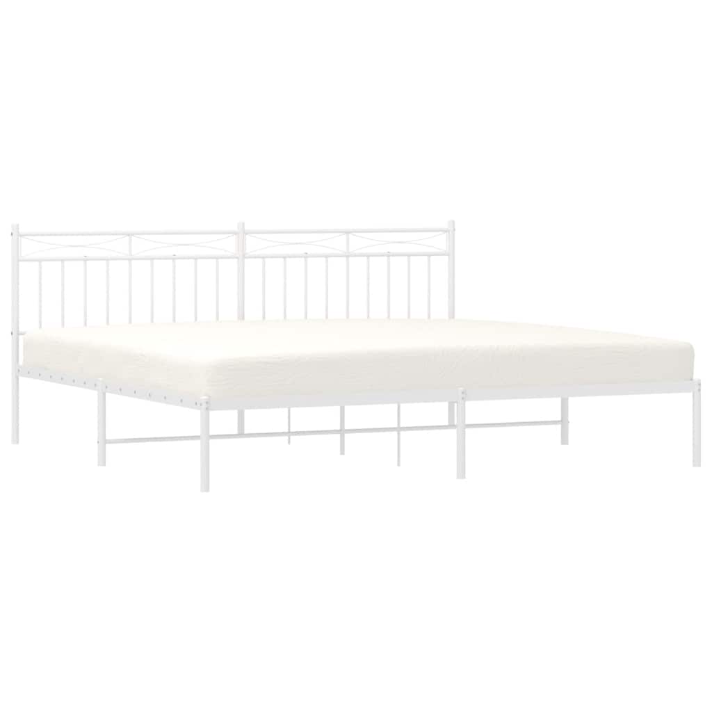 vidaXL Metal Bed Frame without Mattress with Headboard White 193x203cm 4