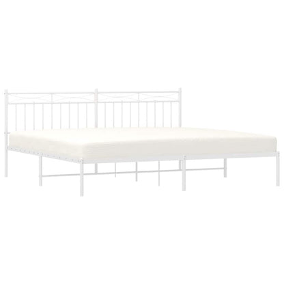 vidaXL Metal Bed Frame without Mattress with Headboard White 193x203cm 4