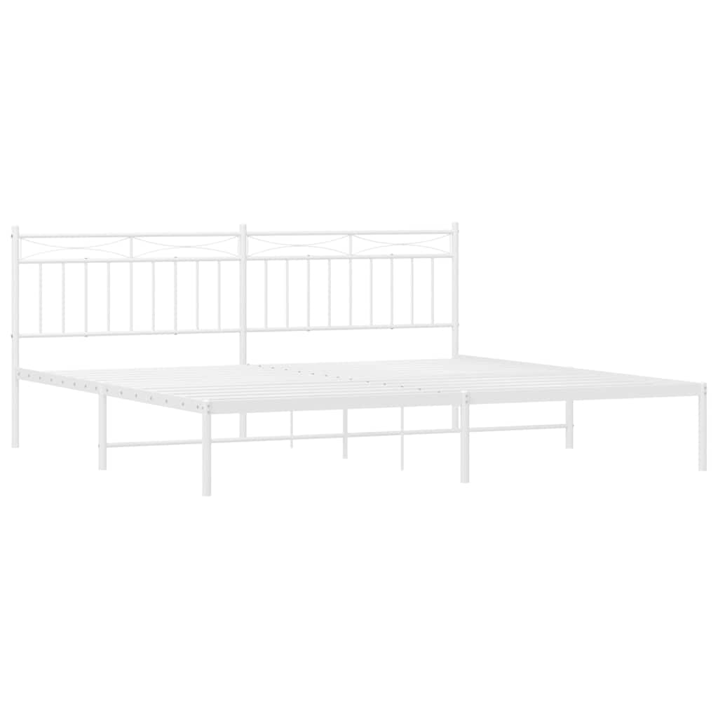 vidaXL Metal Bed Frame without Mattress with Headboard White 193x203cm 5