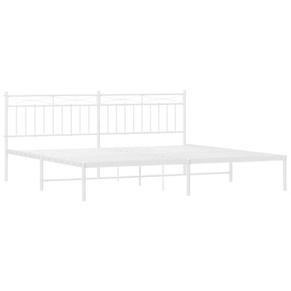vidaXL Metal Bed Frame without Mattress with Headboard White 193x203cm 5