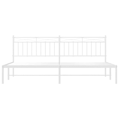 vidaXL Metal Bed Frame without Mattress with Headboard White 193x203cm 6