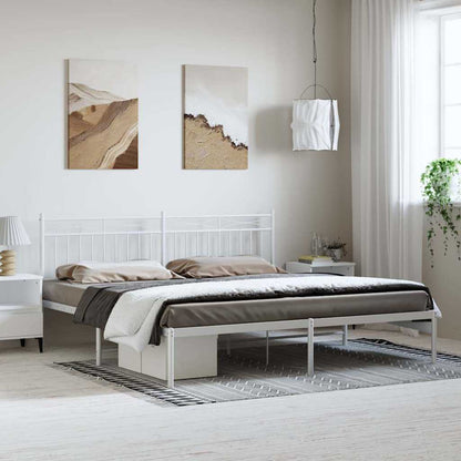 vidaXL Metal Bed Frame without Mattress with Headboard White 193x203cm 1