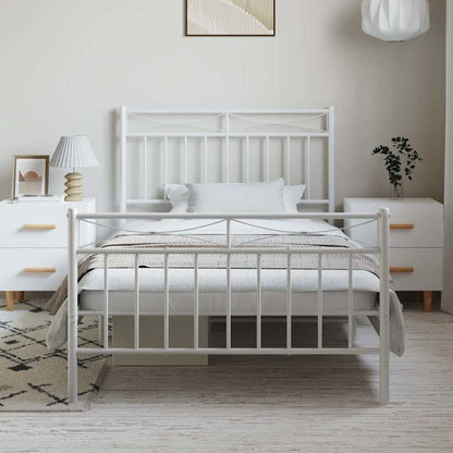 vidaXL Metal Bed Frame without Mattress with Footboard White 100x200cm 3