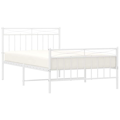 vidaXL Metal Bed Frame without Mattress with Footboard White 100x200cm 4
