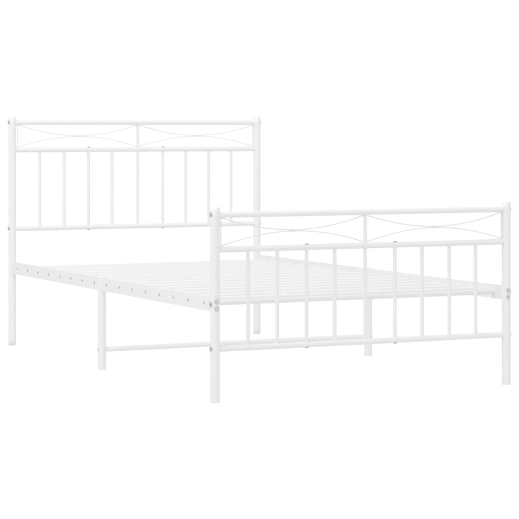 vidaXL Metal Bed Frame without Mattress with Footboard White 100x200cm 5