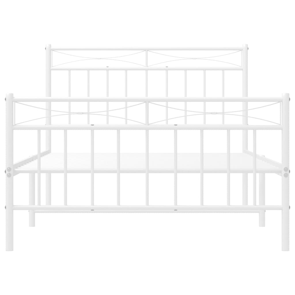 vidaXL Metal Bed Frame without Mattress with Footboard White 100x200cm 6