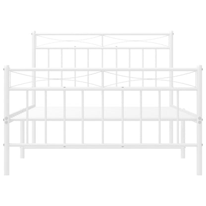 vidaXL Metal Bed Frame without Mattress with Footboard White 100x200cm 6