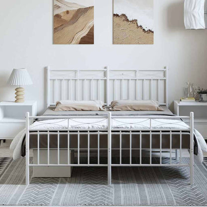 vidaXL Metal Bed Frame without Mattress with Footboard White 135x190cm 3