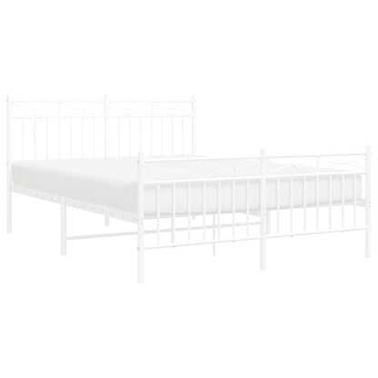 vidaXL Metal Bed Frame without Mattress with Footboard White 135x190cm 4