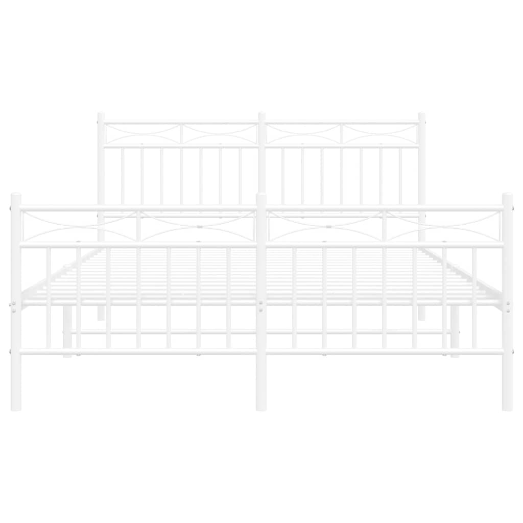 vidaXL Metal Bed Frame without Mattress with Footboard White 135x190cm 6