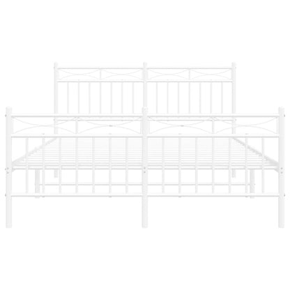 vidaXL Metal Bed Frame without Mattress with Footboard White 135x190cm 6