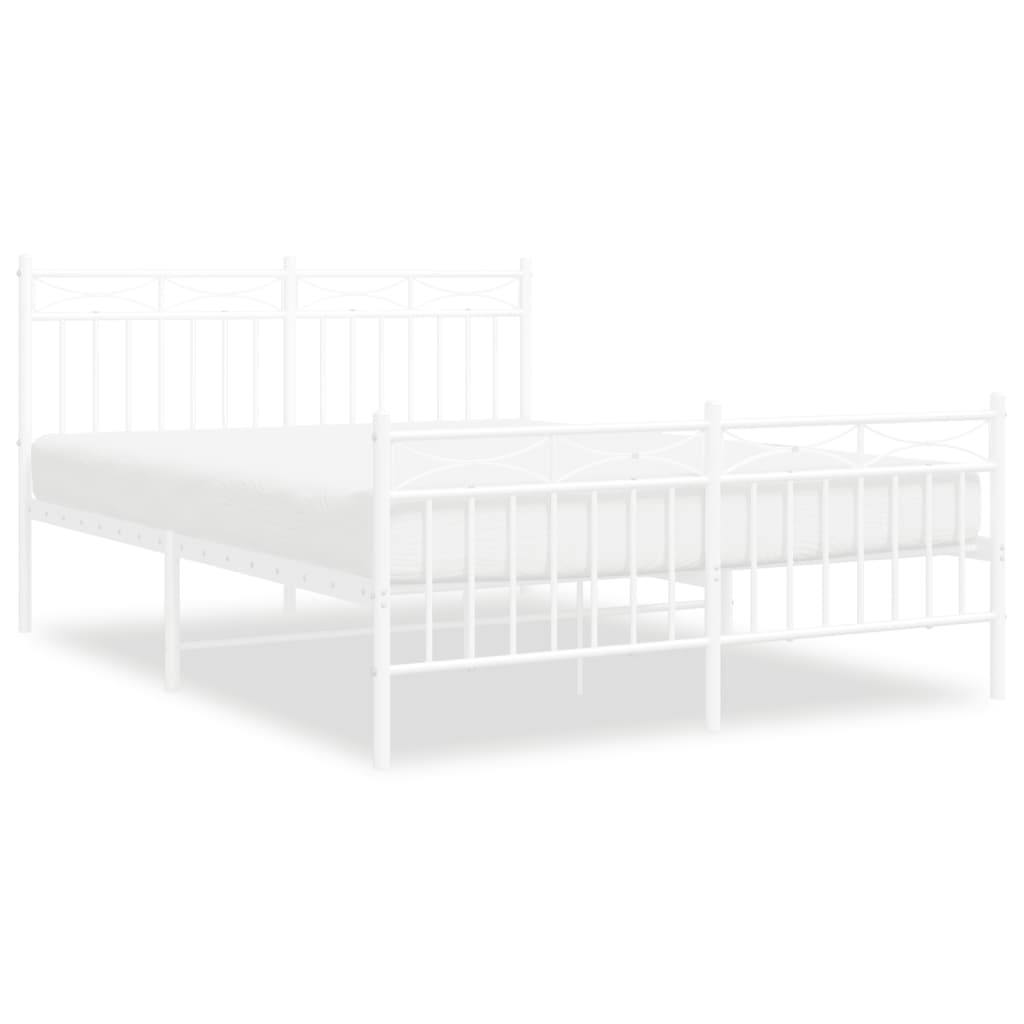 Metal Bed Frame without Mattress with Footboard With headboard & footboard White 140 cm 190 cm