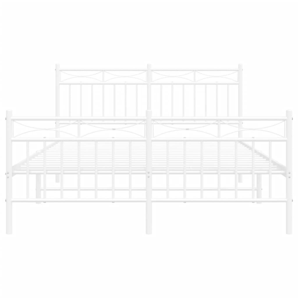 vidaXL Metal Bed Frame without Mattress with Footboard White 140x190cm 5