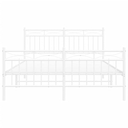 vidaXL Metal Bed Frame without Mattress with Footboard White 140x190cm 5