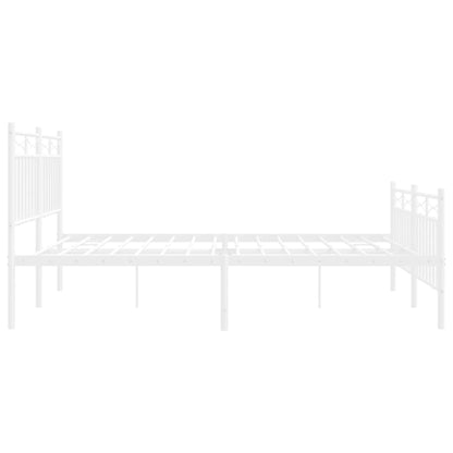 vidaXL Metal Bed Frame without Mattress with Footboard White 140x190cm 6