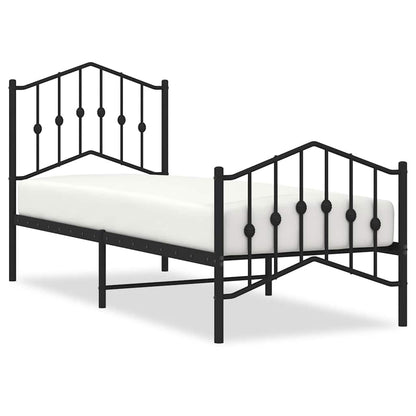 vidaXL Metal Bed Frame without Mattress with Footboard Black 75x190cm 2