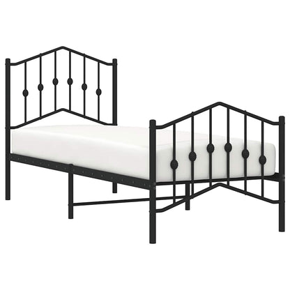 vidaXL Metal Bed Frame without Mattress with Footboard Black 75x190cm 3