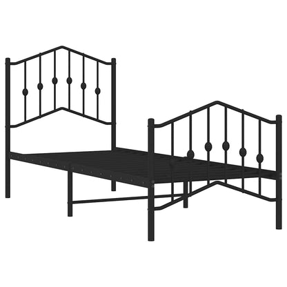 vidaXL Metal Bed Frame without Mattress with Footboard Black 75x190cm 4