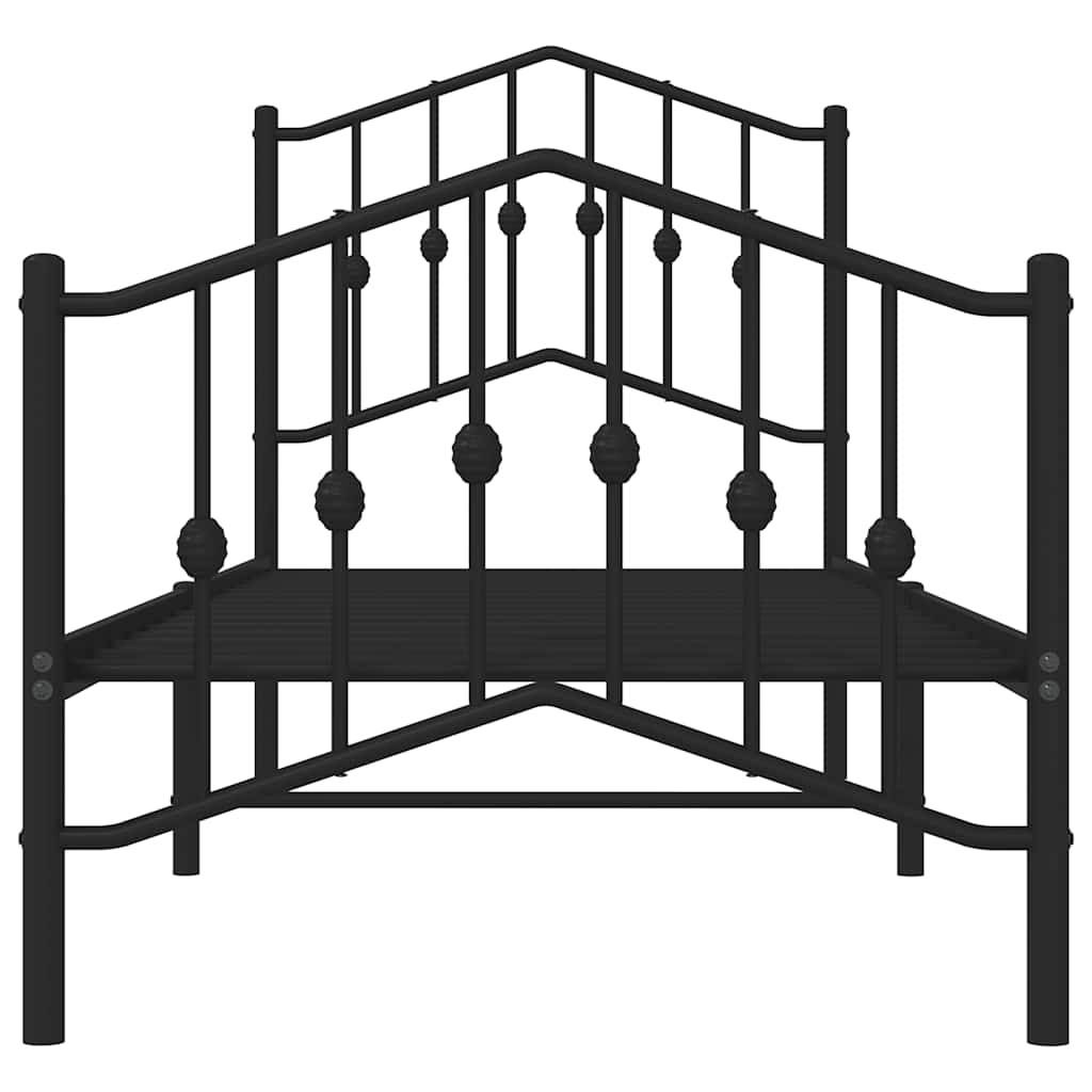 vidaXL Metal Bed Frame without Mattress with Footboard Black 75x190cm 5