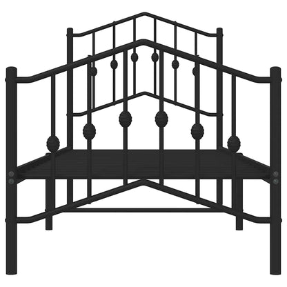 vidaXL Metal Bed Frame without Mattress with Footboard Black 75x190cm 5