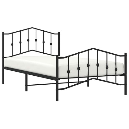 vidaXL Metal Bed Frame without Mattress with Footboard Black 107x203cm 3