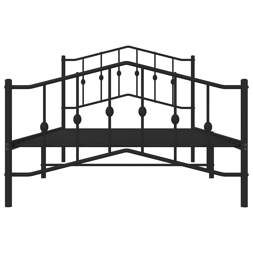 vidaXL Metal Bed Frame without Mattress with Footboard Black 107x203cm 5