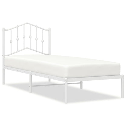 vidaXL Metal Bed Frame without Mattress with Headboard White 75x190cm 2