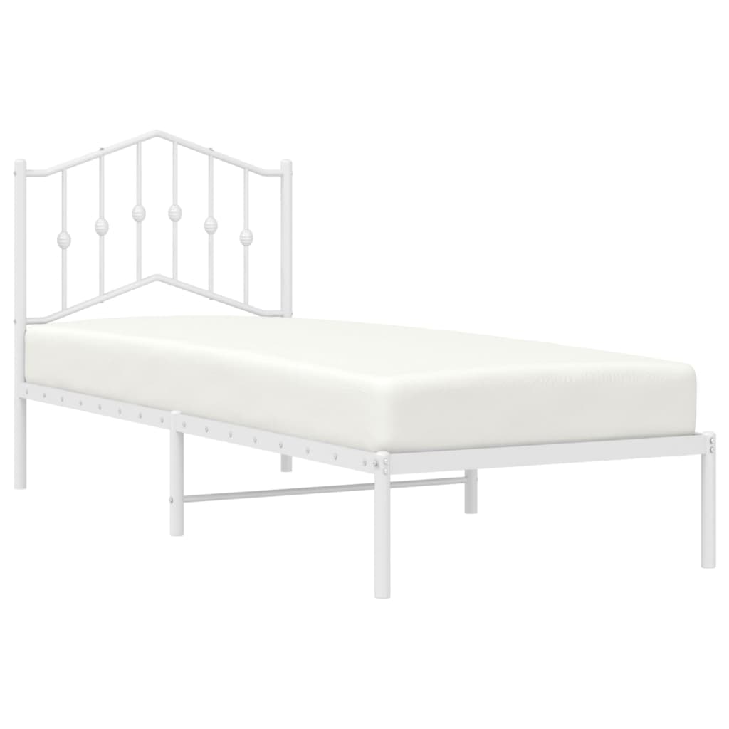 vidaXL Metal Bed Frame without Mattress with Headboard White 75x190cm 3