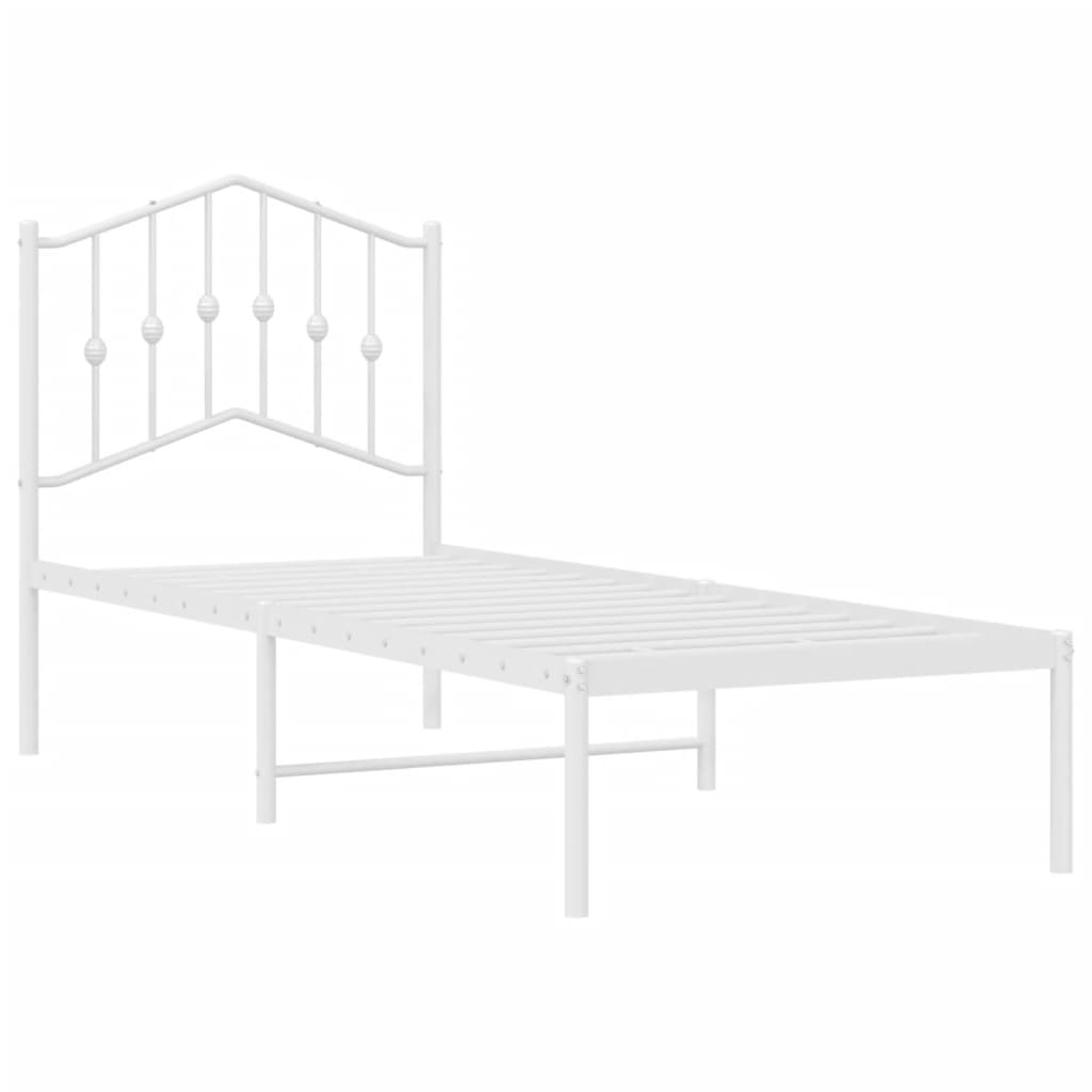 vidaXL Metal Bed Frame without Mattress with Headboard White 75x190cm 4
