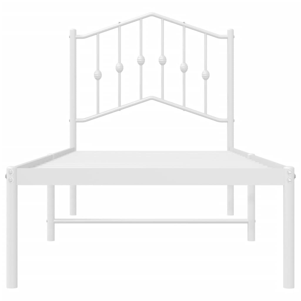vidaXL Metal Bed Frame without Mattress with Headboard White 75x190cm 5