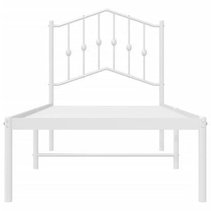 vidaXL Metal Bed Frame without Mattress with Headboard White 75x190cm 5