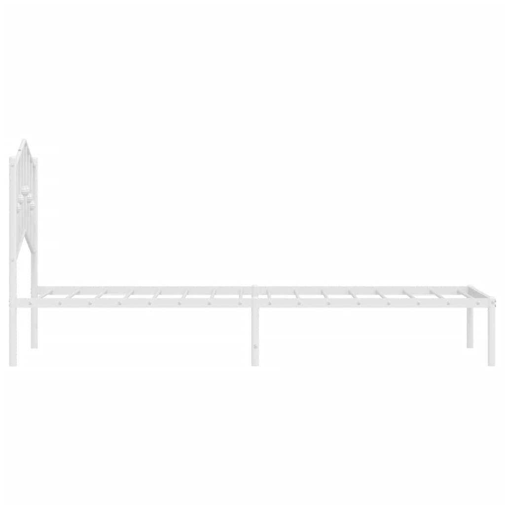 vidaXL Metal Bed Frame without Mattress with Headboard White 75x190cm 6