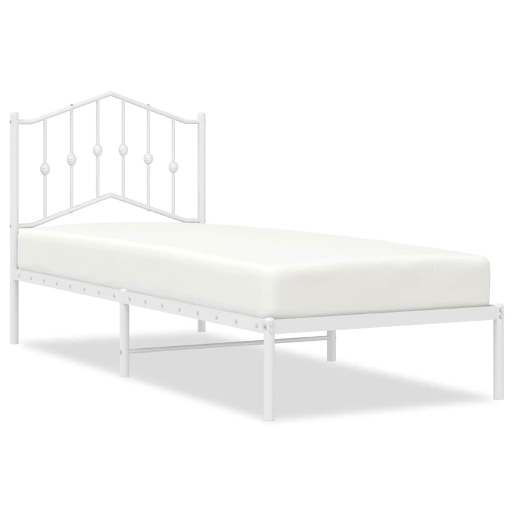 vidaXL Metal Bed Frame without Mattress with Headboard White 80x200cm 2