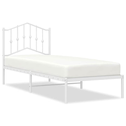 vidaXL Metal Bed Frame without Mattress with Headboard White 80x200cm 2
