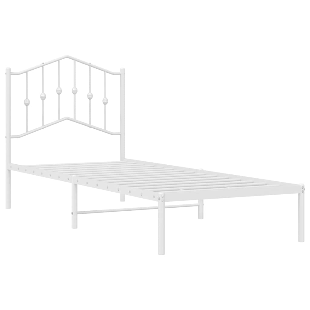 vidaXL Metal Bed Frame without Mattress with Headboard White 80x200cm 4