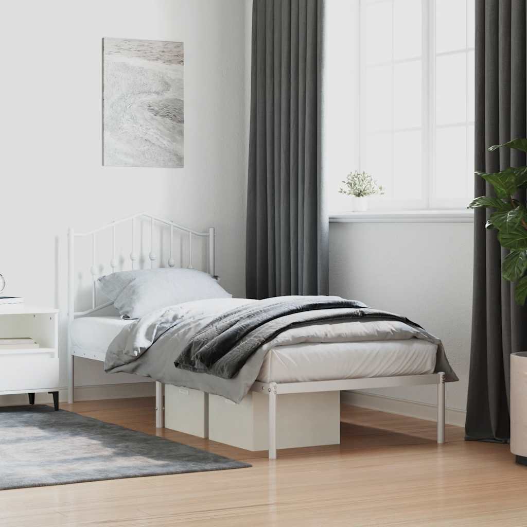 vidaXL Metal Bed Frame without Mattress with Headboard White 80x200cm 1