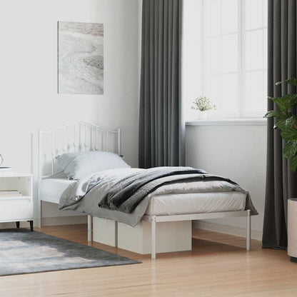 vidaXL Metal Bed Frame without Mattress with Headboard White 80x200cm 1